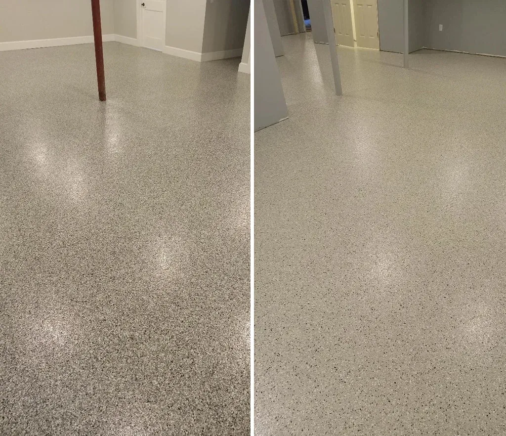 Basement epoxy flooring.