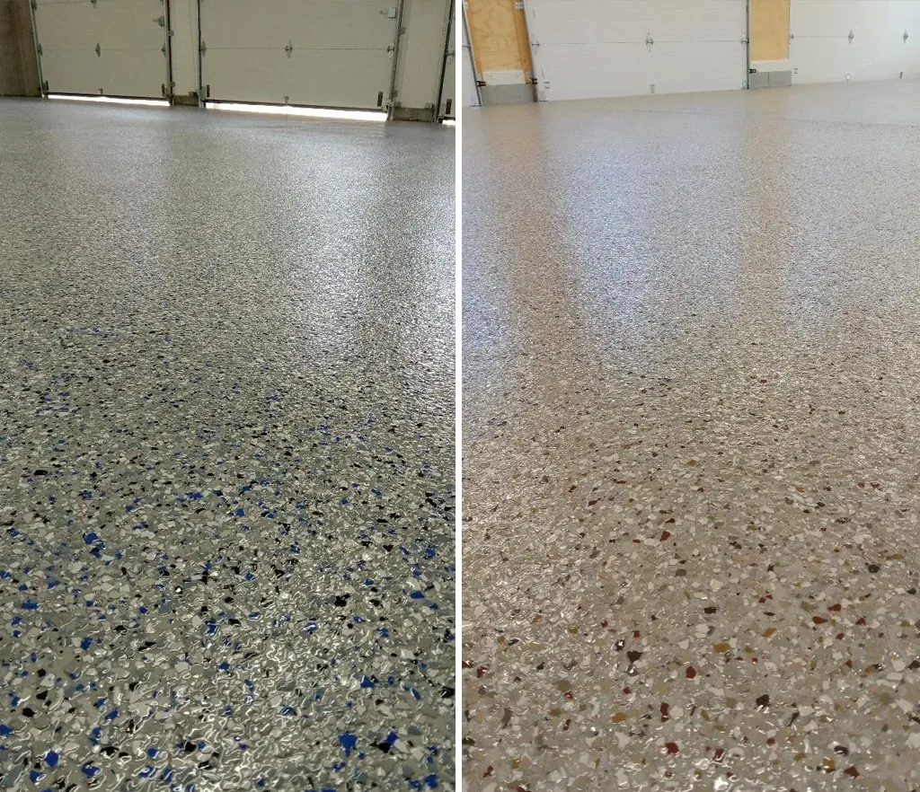 Epoxy color flake garage floor.
